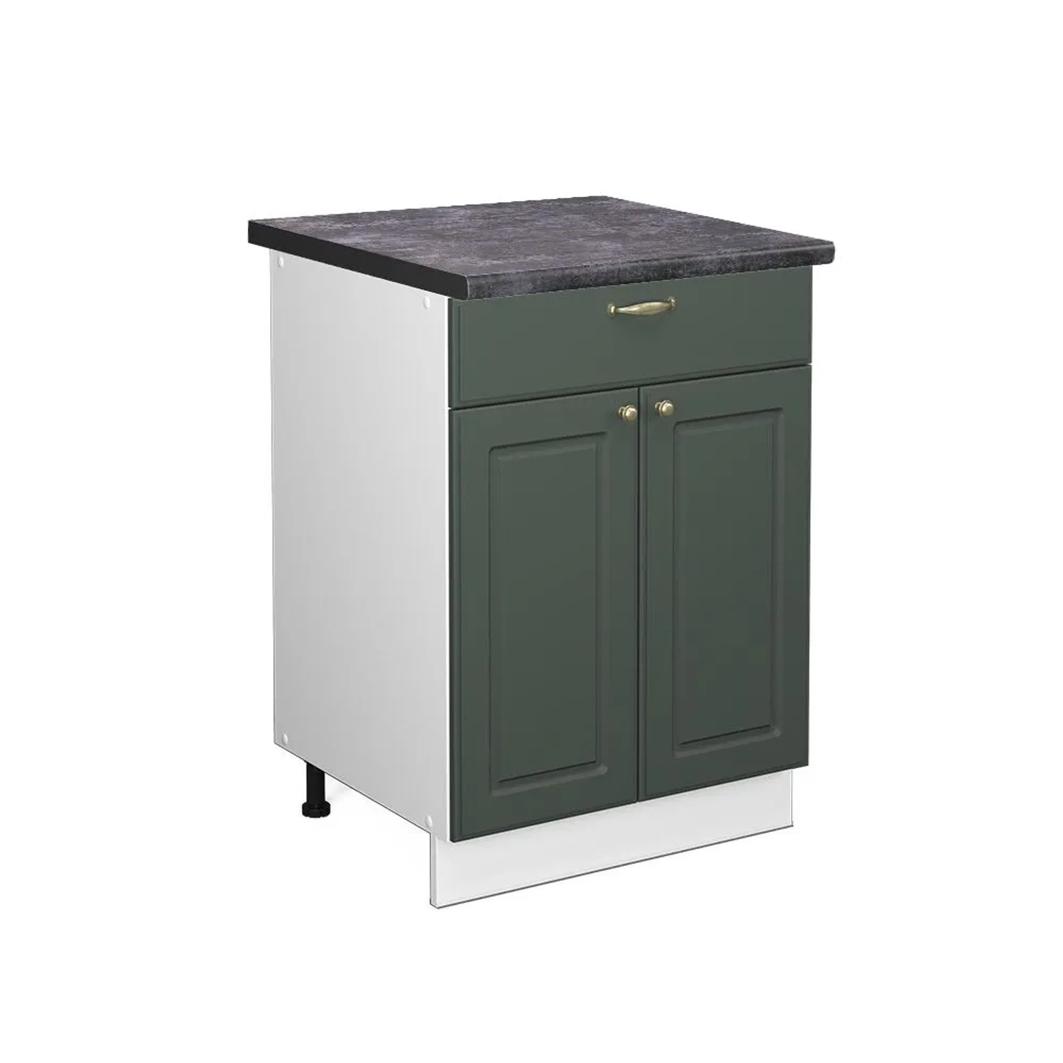 Vicco Küchenunterschrank Fame-Line Grün-Gold Landhaus Weiß 60 cm mit Schublade AP Anthrazit