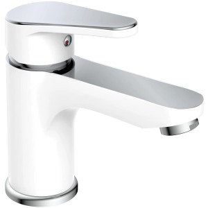 Schütte Waschbeckenarmatur Alaska, Chrom/Weiß, Einhebelmischer für Waschtisch.