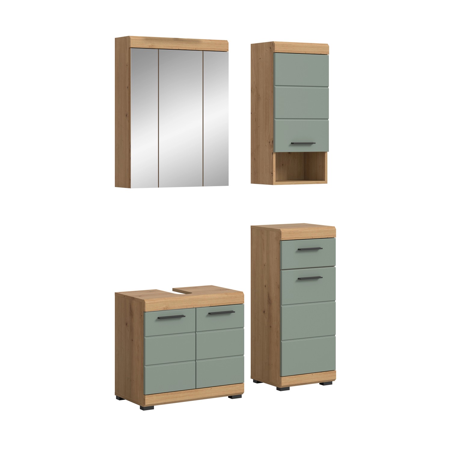 Badkombination 4-teilig Türen 112 cm x 191 cm x 34 cm Front Salbei FSC® günstig online kaufen
