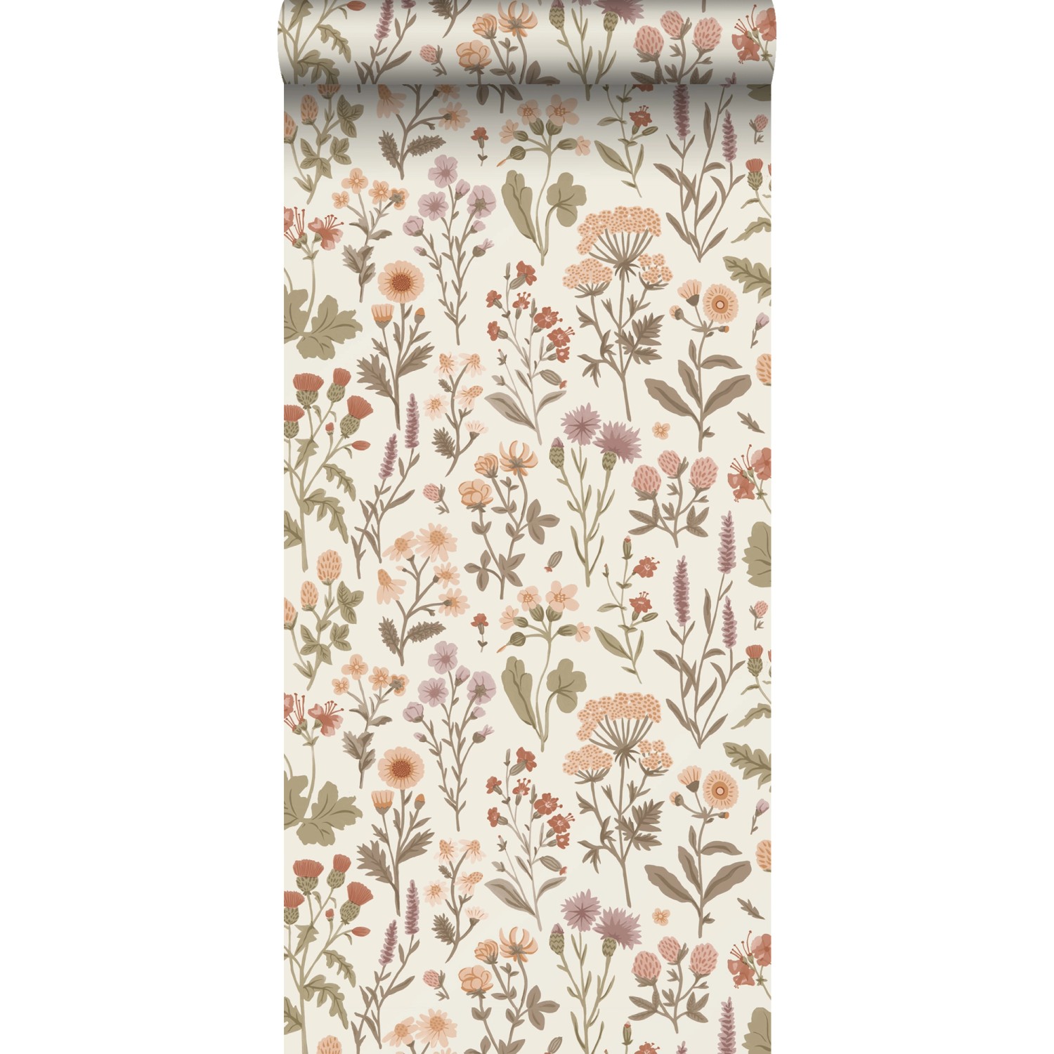 Sanders & Sanders Tapete Feldblumen Graugrün 50 x 900 cm günstig online kaufen