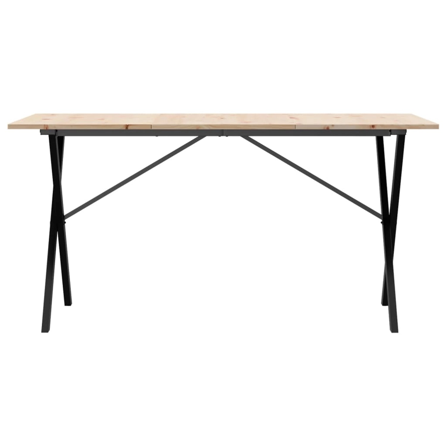 vidaXL Esstisch mit X-Gestell, 140x80 cm, Kiefer massiv und Gusseisen.