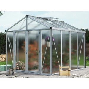 Vitavia Gewächshaus Zeus Comfort 8100, Alu-Rahmen, Hohlkammerplatten, Doppeltür, Dachfenster.