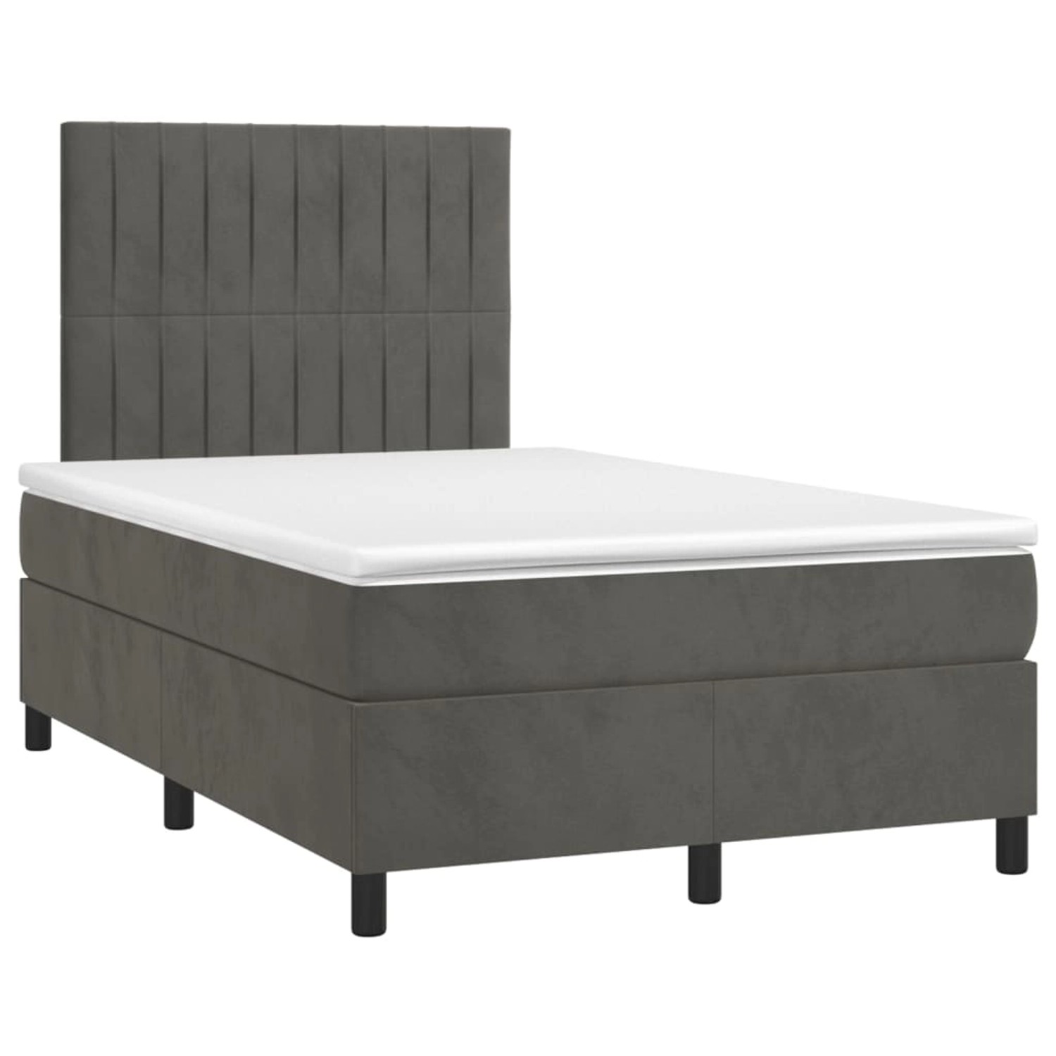 vidaXL Boxspringbett mit Matratze & LED Dunkelgrau 120x200 cm Samt 3136234 günstig online kaufen