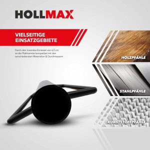 Hollmax Pfahlramme, 7,7 cm, schwarz, für Holz-, Stahl- und Kunststoffpfähle. Zubehör für Zaunbau.