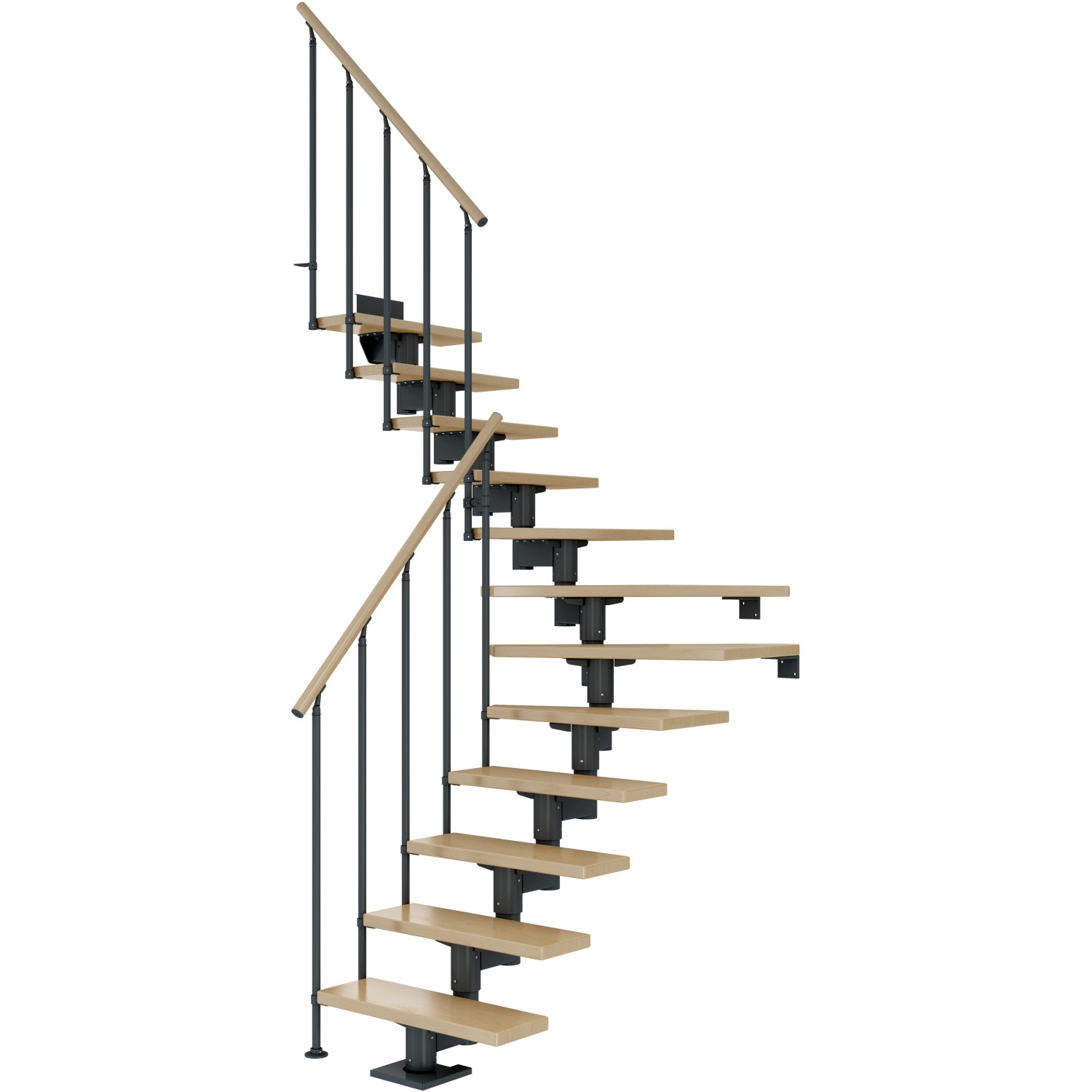 Dolle Mittelholmtreppe Cork Ahorn Anthrazit GH b. 292cm 1/4 Gewendelt 75 cm günstig online kaufen