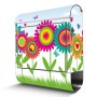 Banjado Edelstahl Briefkasten mit buntem Blumen Motiv und Zeitungsfach.