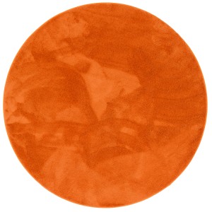 Runder, orangefarbener Hochflor Teppich (120x120cm) von Pergamon, super soft und luxuriös.