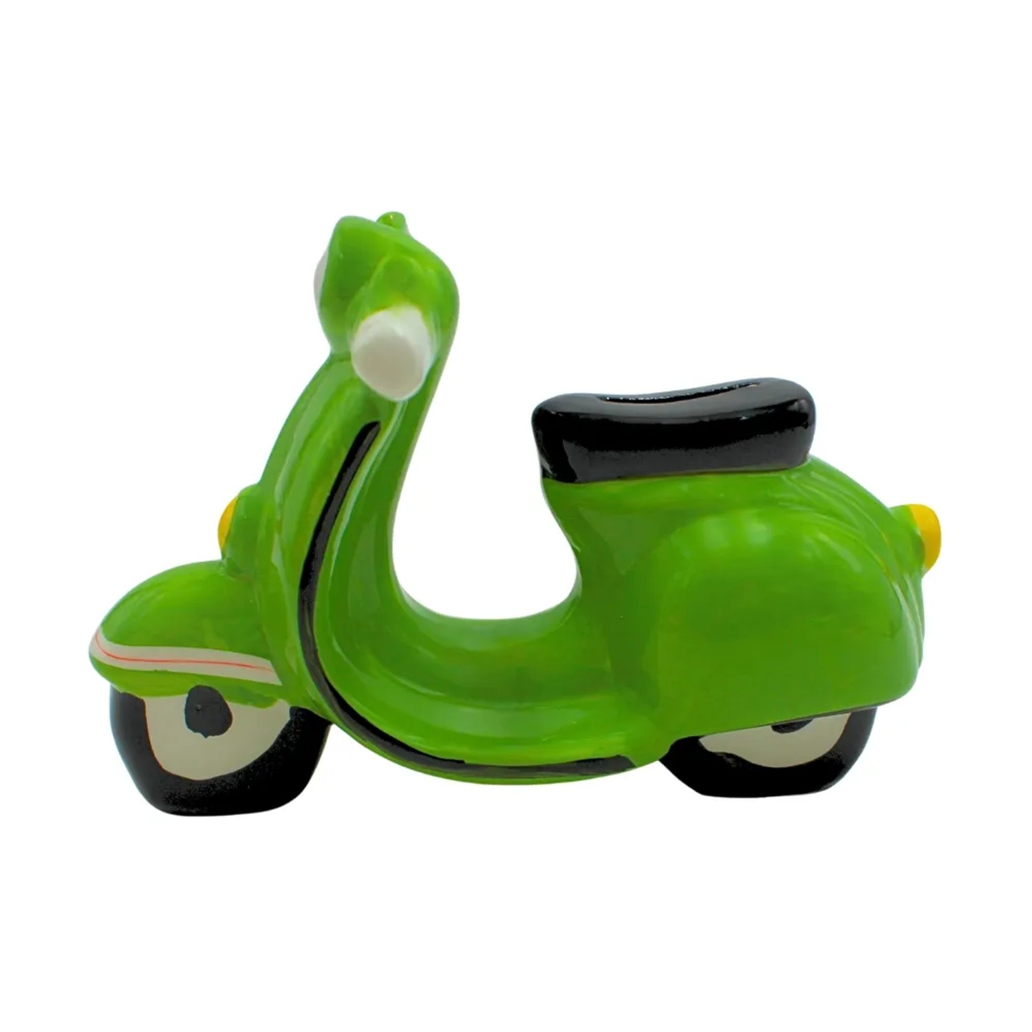 Dekohelden24 Sparfigur Führerschein Spardose Sparbüchse Spardose Rollerführerschein Sparschwein als Roller in Grün aus Keramik L/B/H 20 x 10 x 11 cm_5