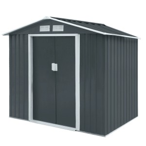Hattoro S100 Gerätehaus XL aus Metall, grau. Geräteschuppen für den Garten.