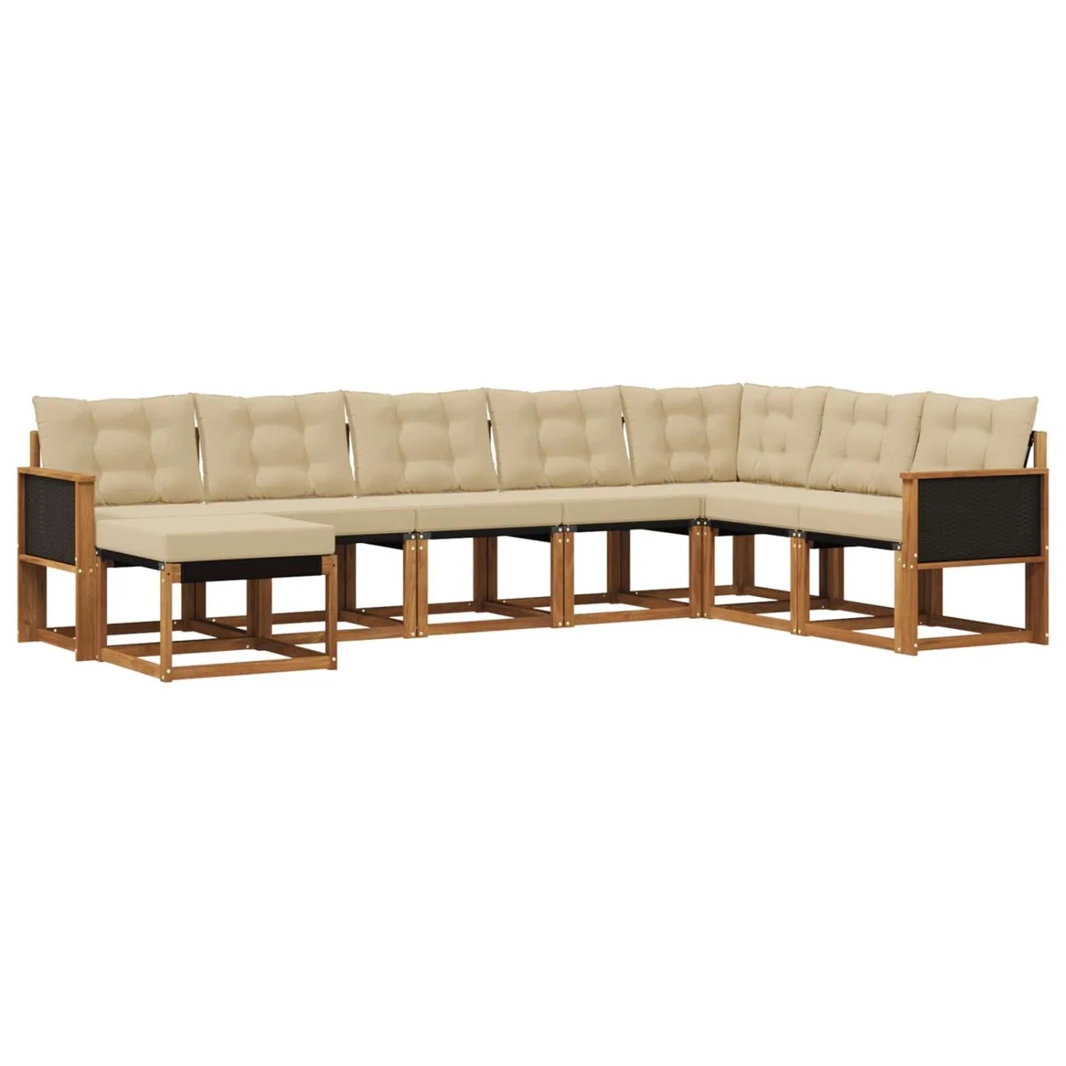 vidaXL Outdoor-Sofagarnitur mit Kissen 8 Stk Natur und Beige 3382137