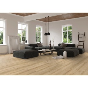 Wohnraum mit Kaindl Comfort Laminat 7 mm Eiche Cordoba Bodenbelag.