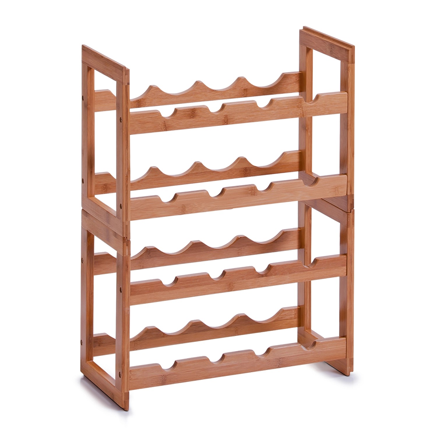 Stapelbares Weinregal aus Bambus für 8 Flaschen, naturfarben, von Zeller.