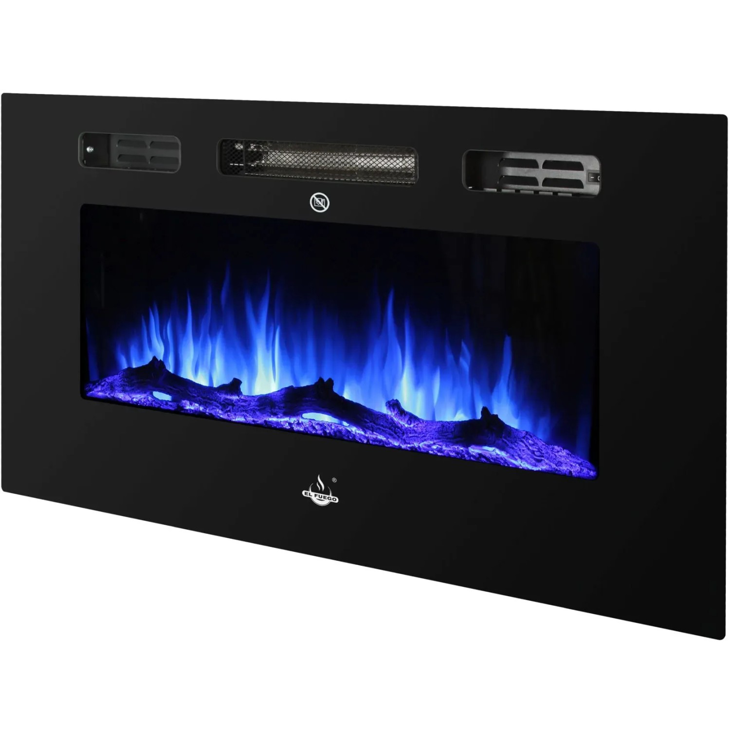 El Fuego Elektrokamin Bern 130 mit LED-Flammeneffekt in Blau, zur Wandmontage. Heizleistung 900-1800W.