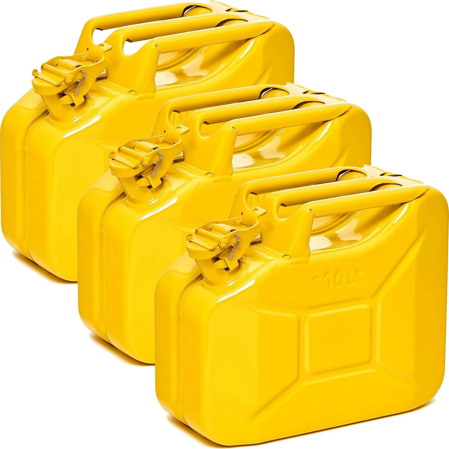 BW Kraftstoffkanister Metall Benzinkanister 3x 10 Liter Gelb RAL 1018 TÜV-geprüft und UN-Zulassung Made in Europe