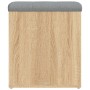 Sitzbank Sonoma-Eiche mit grauem Kissen, Stauraum, Möbel für Flur oder Wohnzimmer.