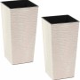 Siena Garden Pflanzsäulen Set, 2-teilig, Eco Nizza Weiß, mit Rillenoptik und Holzfaseranteil.