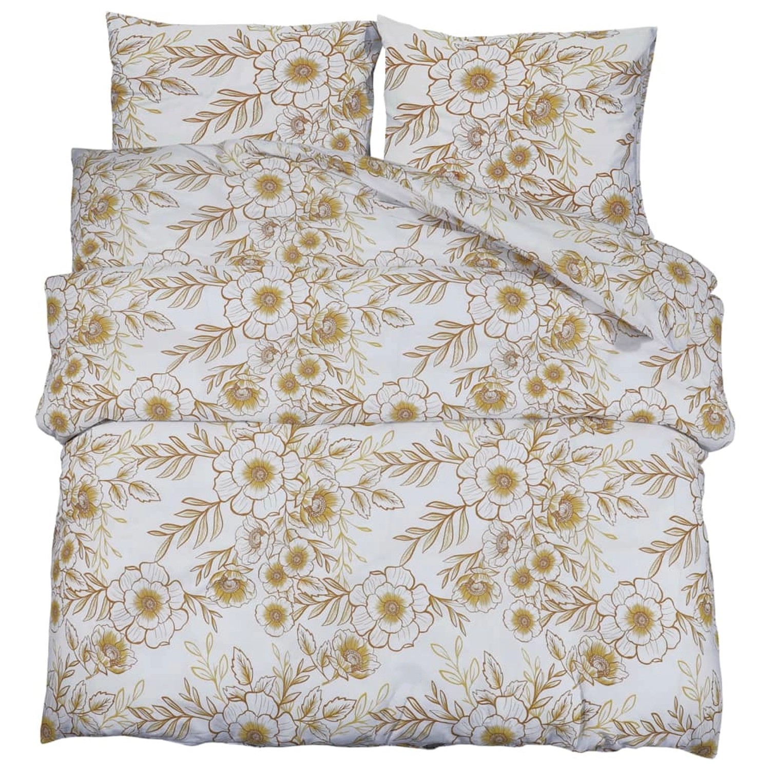 vidaXL Bettwäsche-Set Weiß und Braun 155x220 cm Baumwolle 136410 günstig online kaufen