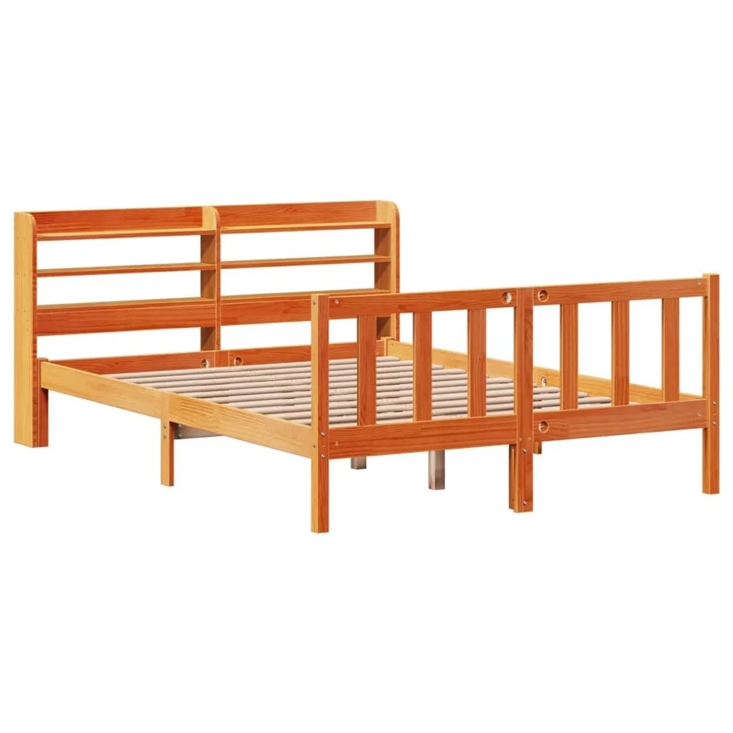 vidaXL Bettgestell mit Kopfteil Ohne Matratze Wachsbraun 150x200 cm 3306599 günstig online kaufen