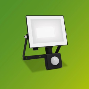 Schwarzer Philips LED-Außenstrahler mit Bewegungssensor, 5000 K, 1900 lm.