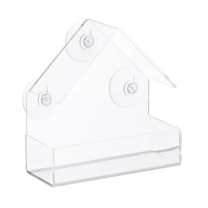 Relaxdays Fenster Vogelfutterhaus Acrylglas PVC Transparent Mit Saugnäpfen 15 cm x 15 cm x 7 cm