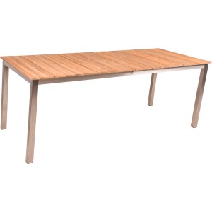 Rechteckiger Gartentisch DALLAS von Garden Pleasure, 90x200 cm, mit Edelstahlgestell und geölter Oberfläche.
