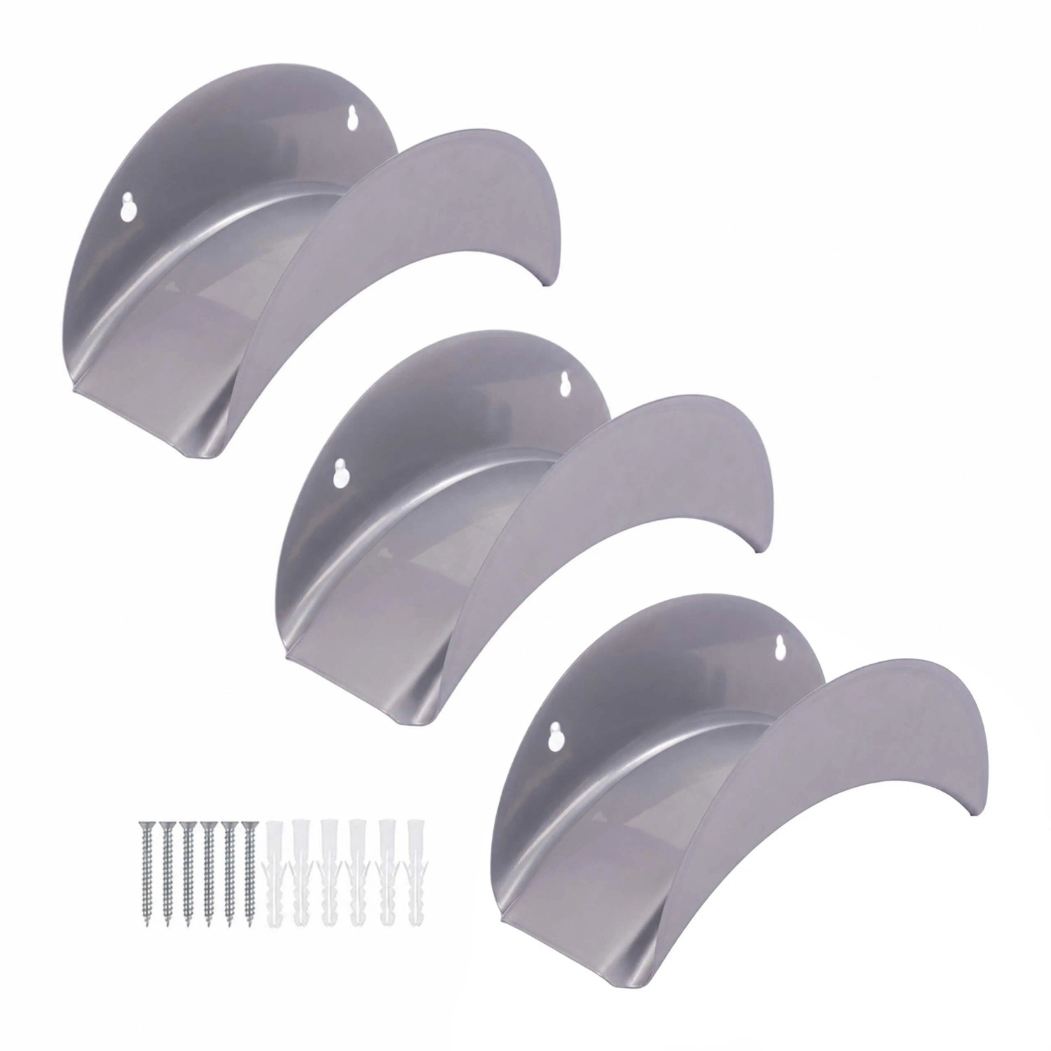 Relaxdays Schlauchhalter Eisen Silber Rostfrei zur Wandmontage 3er Set