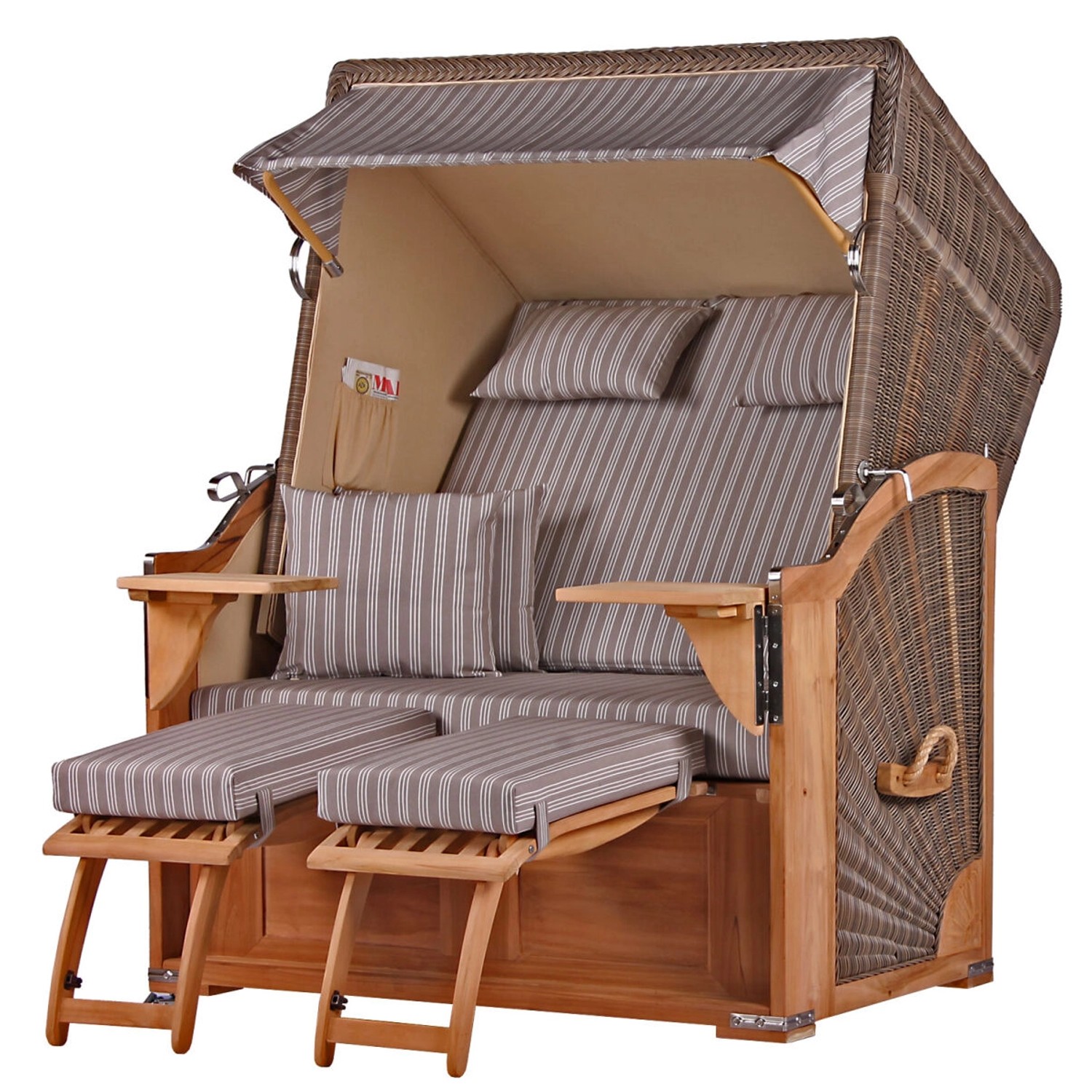 bene living Strandkorb Komplettset Schaalsee Teak PE grau Modell 501 günstig online kaufen