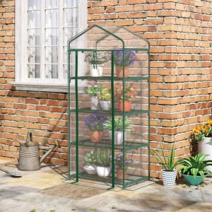 Furnicato Folien-gewächshaus Treibhaus Mini-gewächshaus Pflanzenhaus Frühbeet 4 Regalfächer 70 X 50 X 160 Cm Transparent