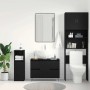 vidaXL Waschbeckenschrank in Schwarz Eichen-Optik mit passenden Badmöbeln im Badezimmer.