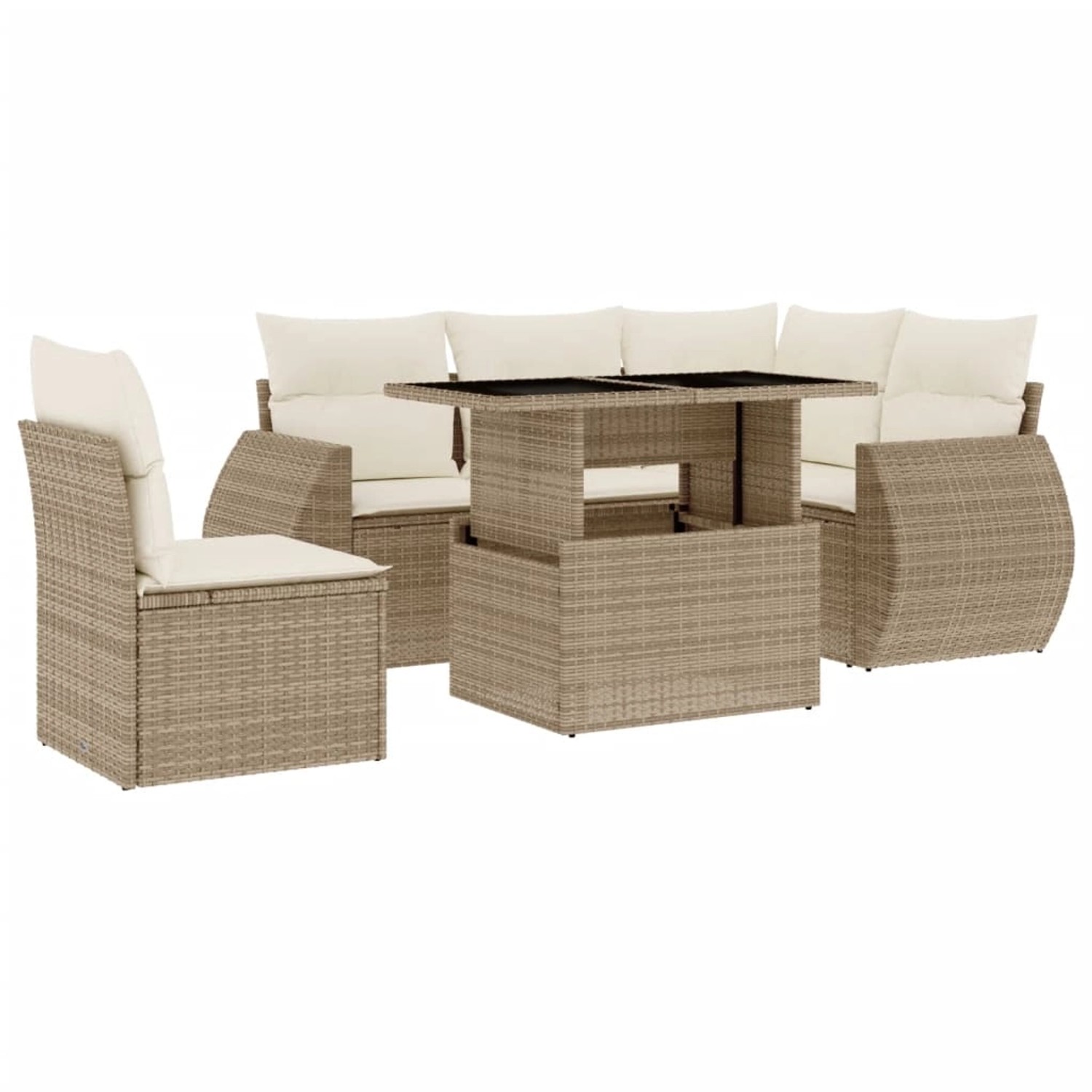 vidaXL 6-Tlg Garten-Sofagarnitur mit Kissen Beige Poly Rattan 3268538 günstig online kaufen