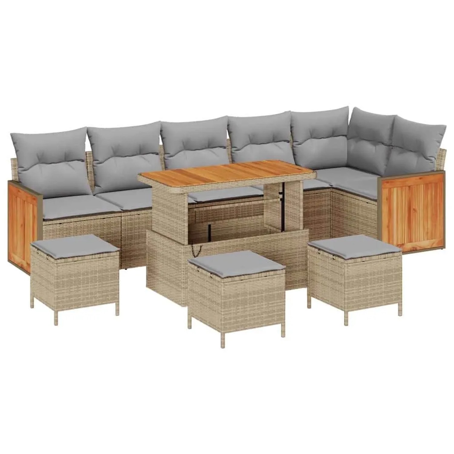 vidaXL Gartensofa-Set mit Kissen 12 Stk Beige und Hellgrau Poly-Rattan 3365 günstig online kaufen