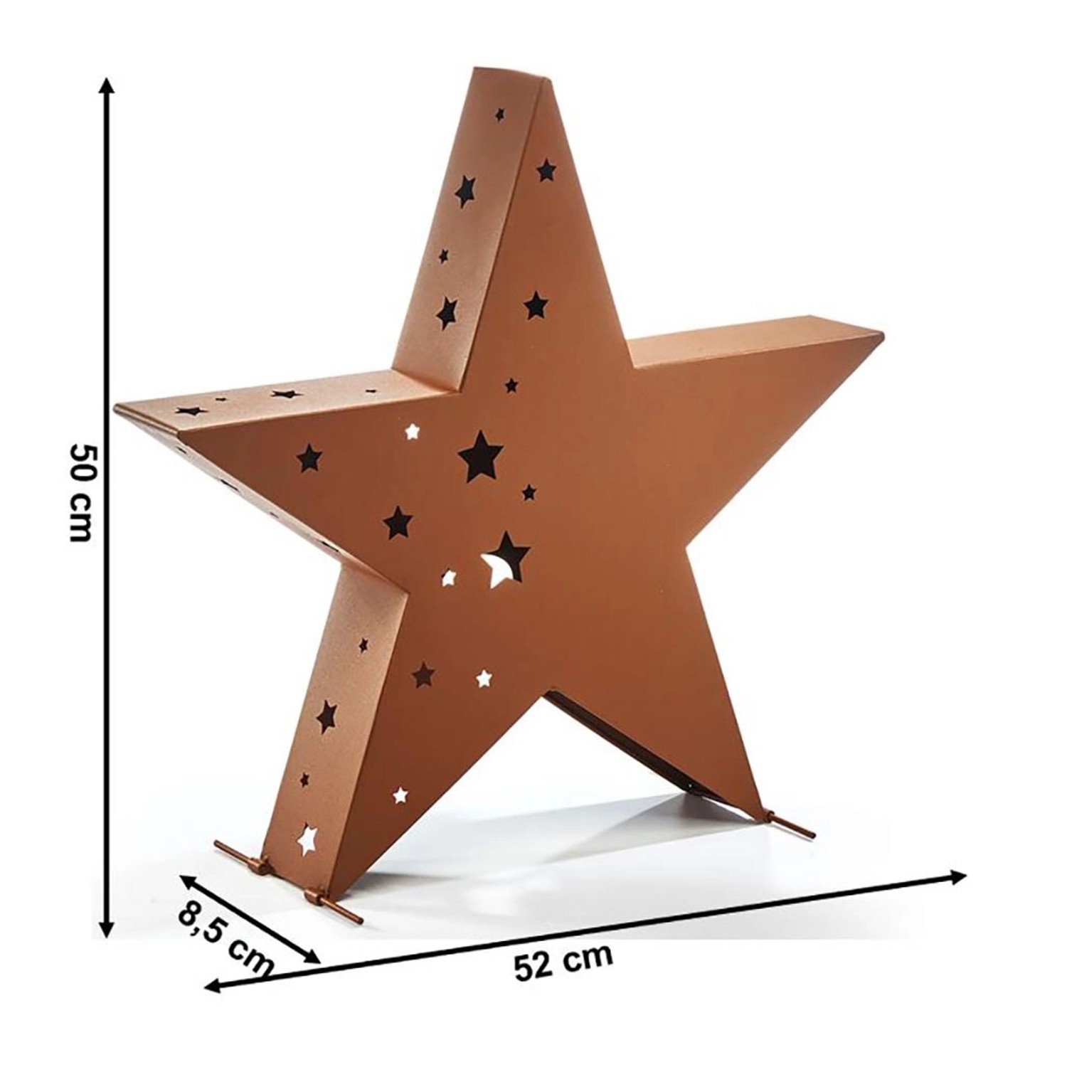 XL Kobolo Kerzenhalter Stern in Rostoptik. Deko Laterne mit Sternmuster für Teelichter.