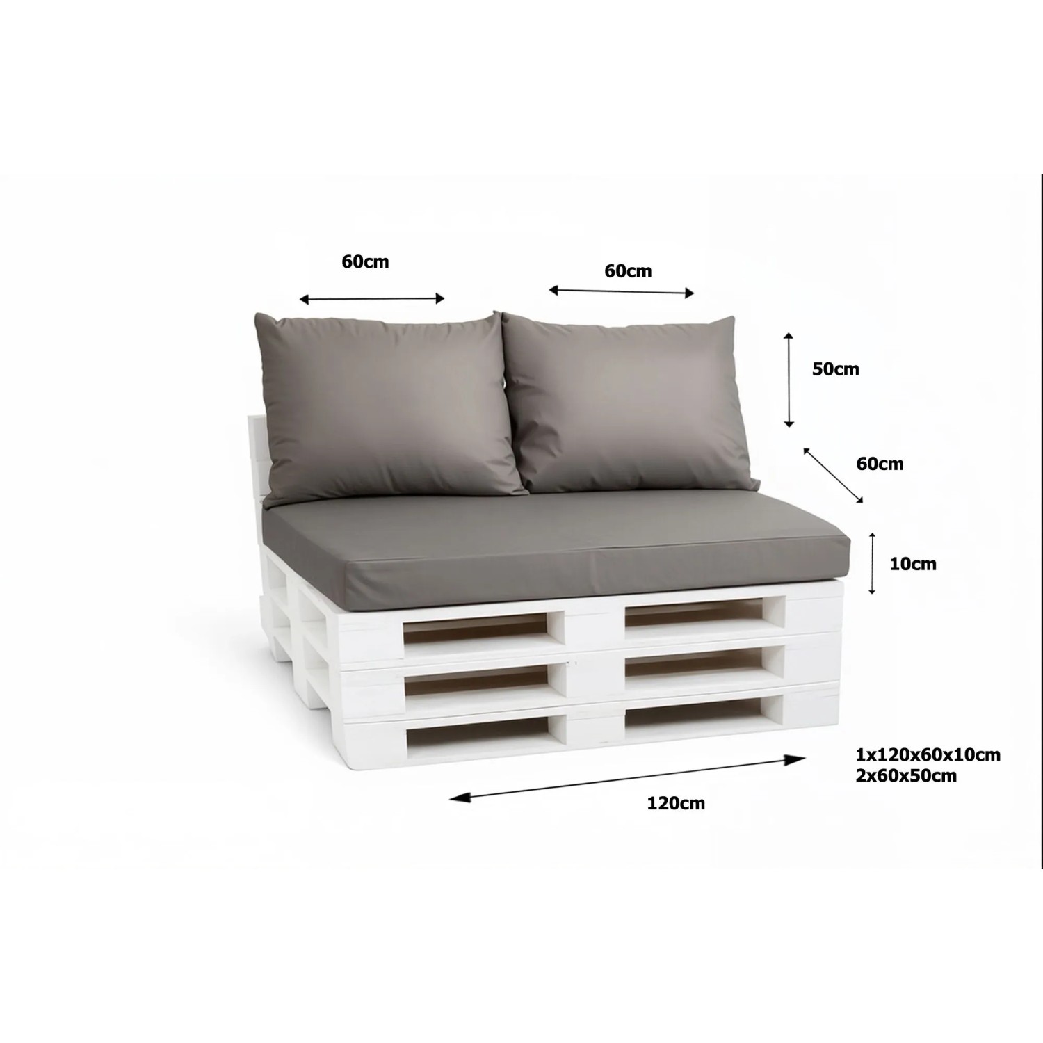 Setgarden Triple Outdoor Palettenkissen Set 120x60x10cm Sitzkissen + Rückenkissen 2x60x50cm 1tlg Grau kaufen bei OBI