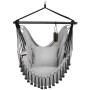 Tectake Hängesessel Malika Extra Dicke Sitz und Rückenkissen Mit Bücherfach Flaschenhalterung 150 x 100 x 150 cm Grau