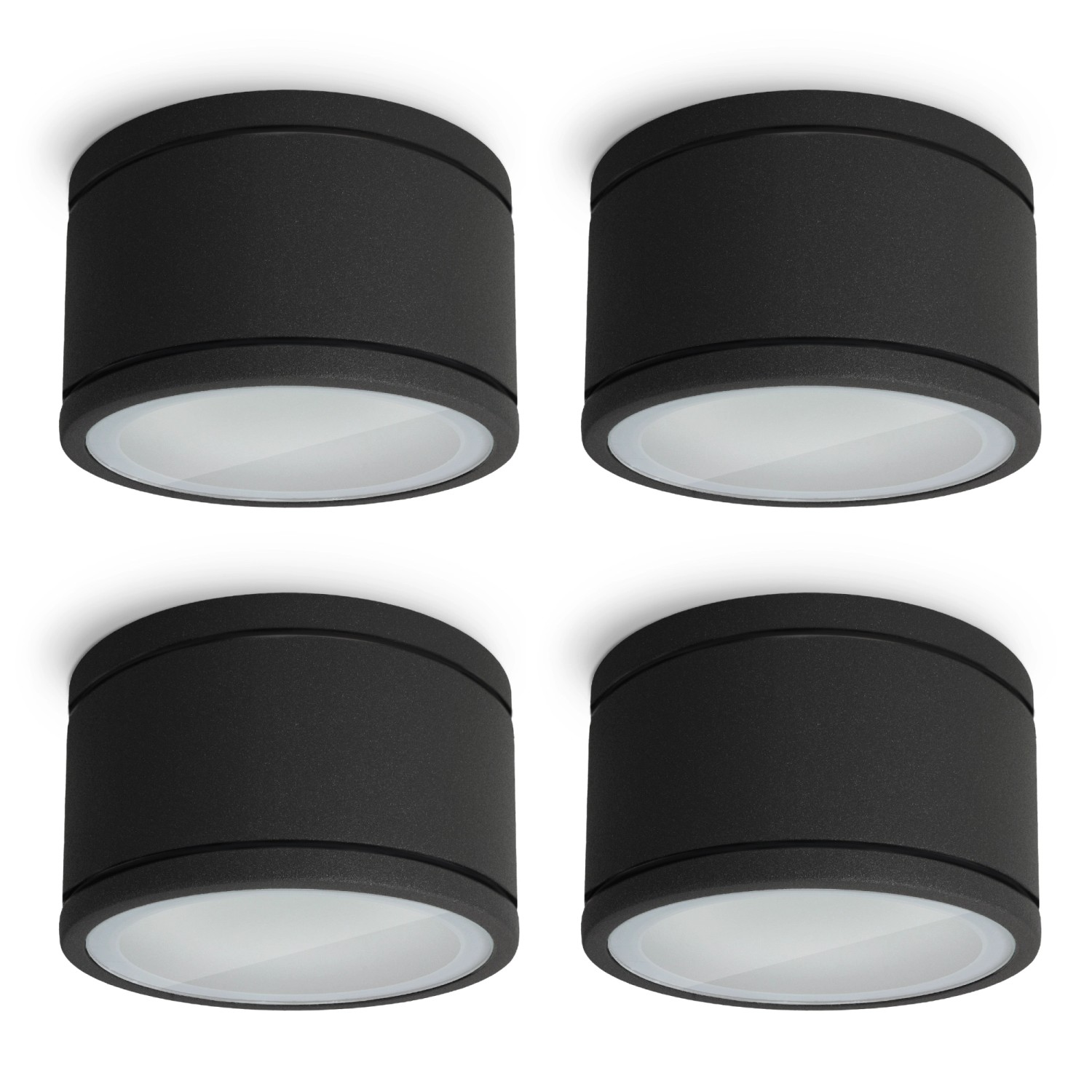 Thumbnail - SSC-LUXon 4er Set Celi-WX LED Feuchtraum Aufbaustrahler IP44 Schwarz ohne Leuchtmittel mit GX53