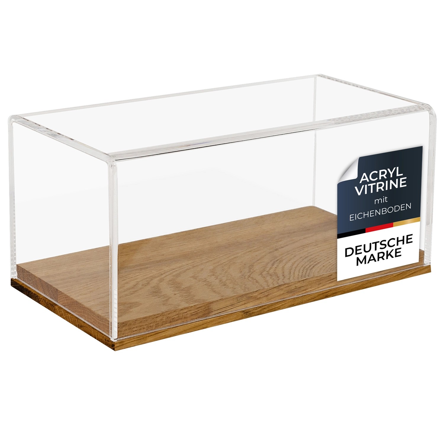 HMF 46871 Acryl Vitrine Schaukasten mit Holzsockel für Modellautos 24 x 12 x 11 cm Transparent