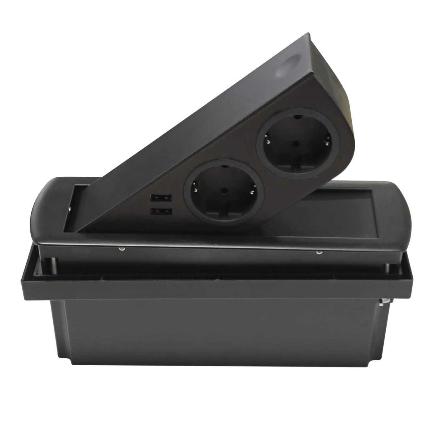 SOTECH Einbausteckdose Ausschwenkbar Schwarz mit 2x USB und 2x Schuko