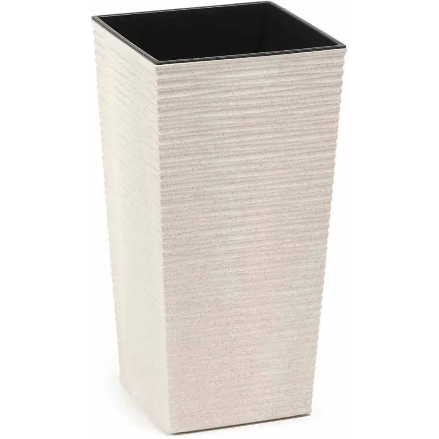 Siena Garden Pflanzsäule, 2er Set Eco Nizza, weiß, mit Rillenoptik.