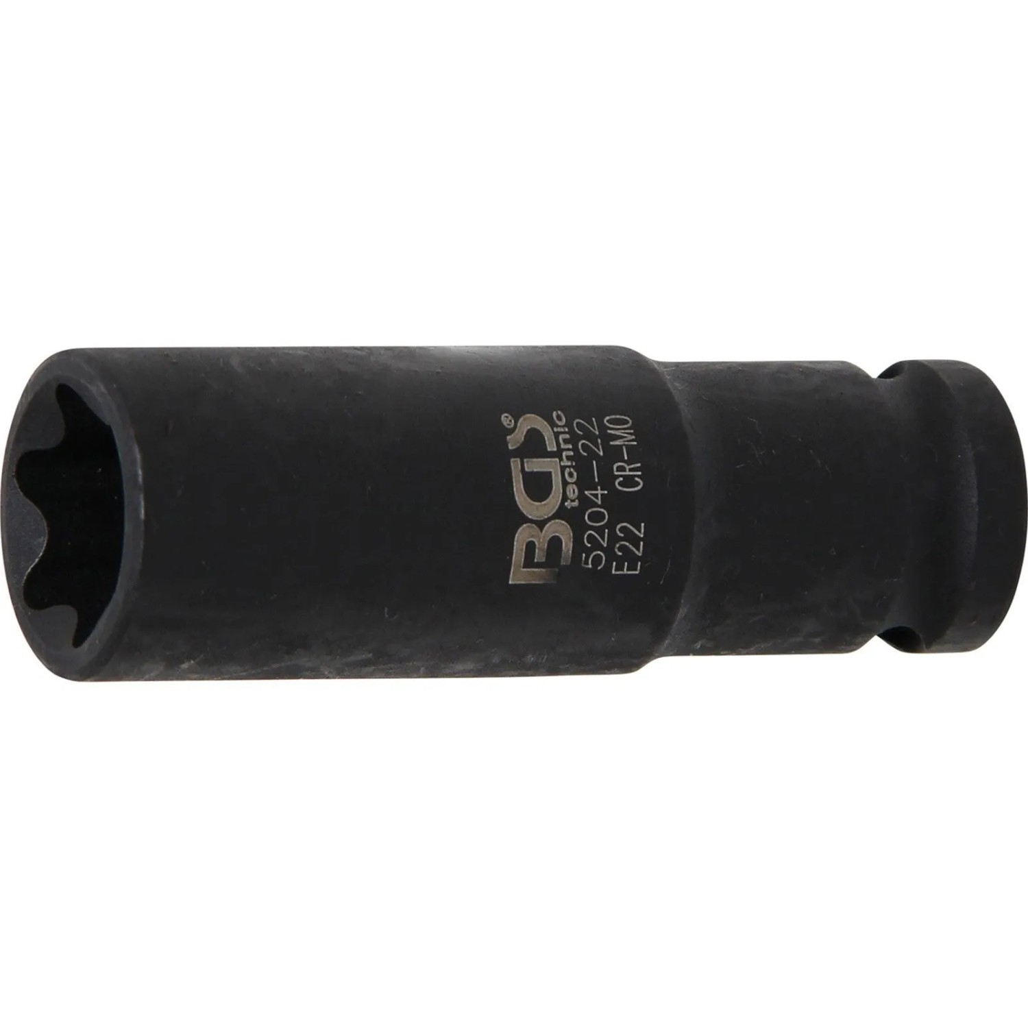 BGS Kraft Steckschlüssel Einsatz E Profil  Tief Antrieb Innenvierkant 12 5 Mm  1 2 Zoll  SW E22 Mm 5204 22