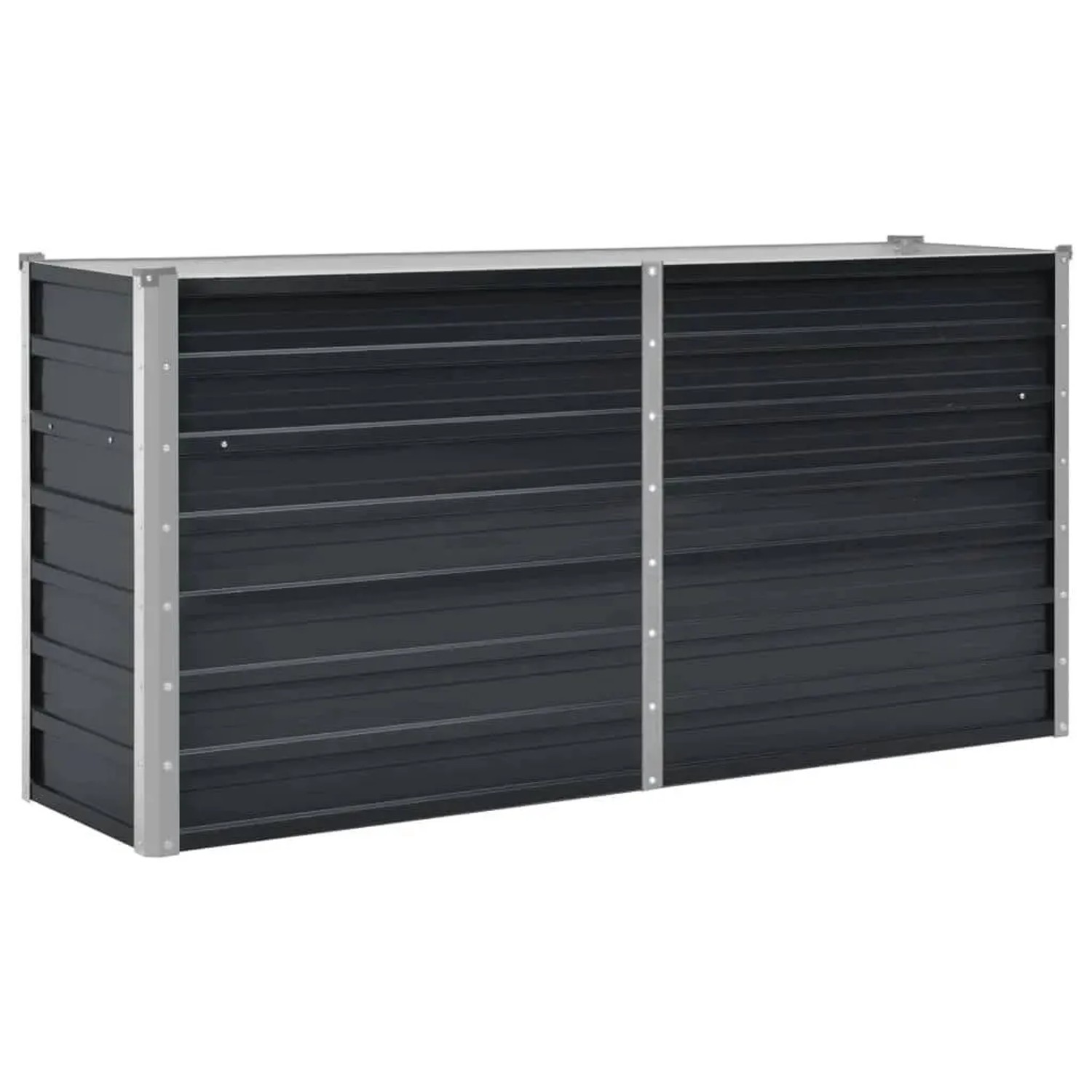 Anthrazitfarbenes furnicato Garten-Hochbeet aus verzinktem Stahl, 160x40x77 cm.