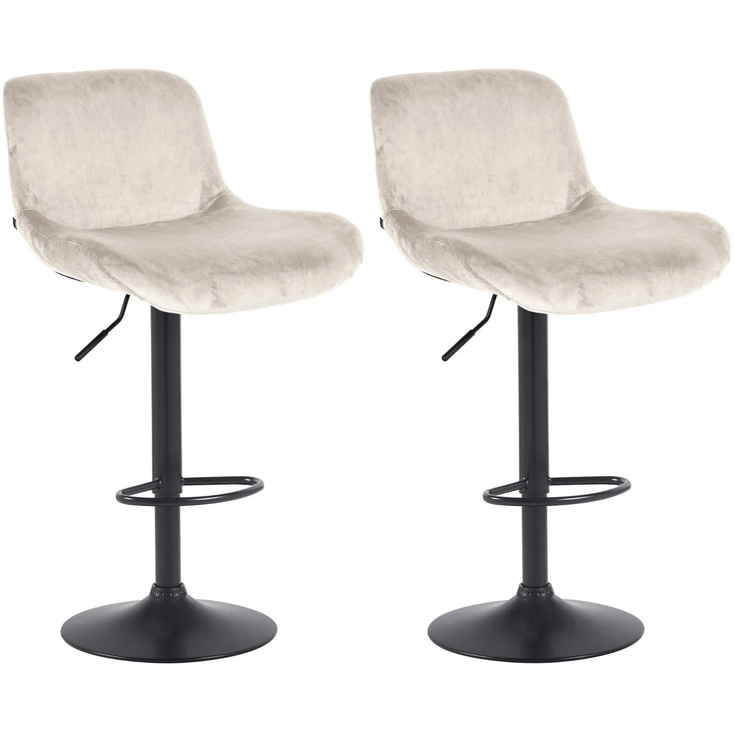 DELUKE 2er Set Barhocker PONOR Samt Creme 50x50x85cm Schwarz Barstuhl Höhenverstellbar Mit Lehne Drehbar Tresenhocker Tresenstuhl