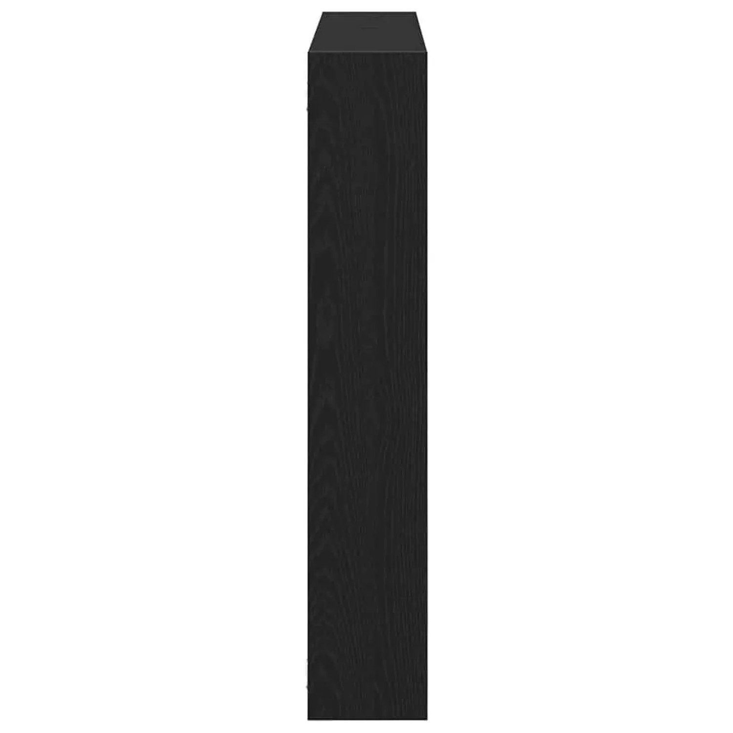 Schwarzes vidaXL Würfelregal mit 7 Fächern aus Holzwerkstoff, Seitenansicht.