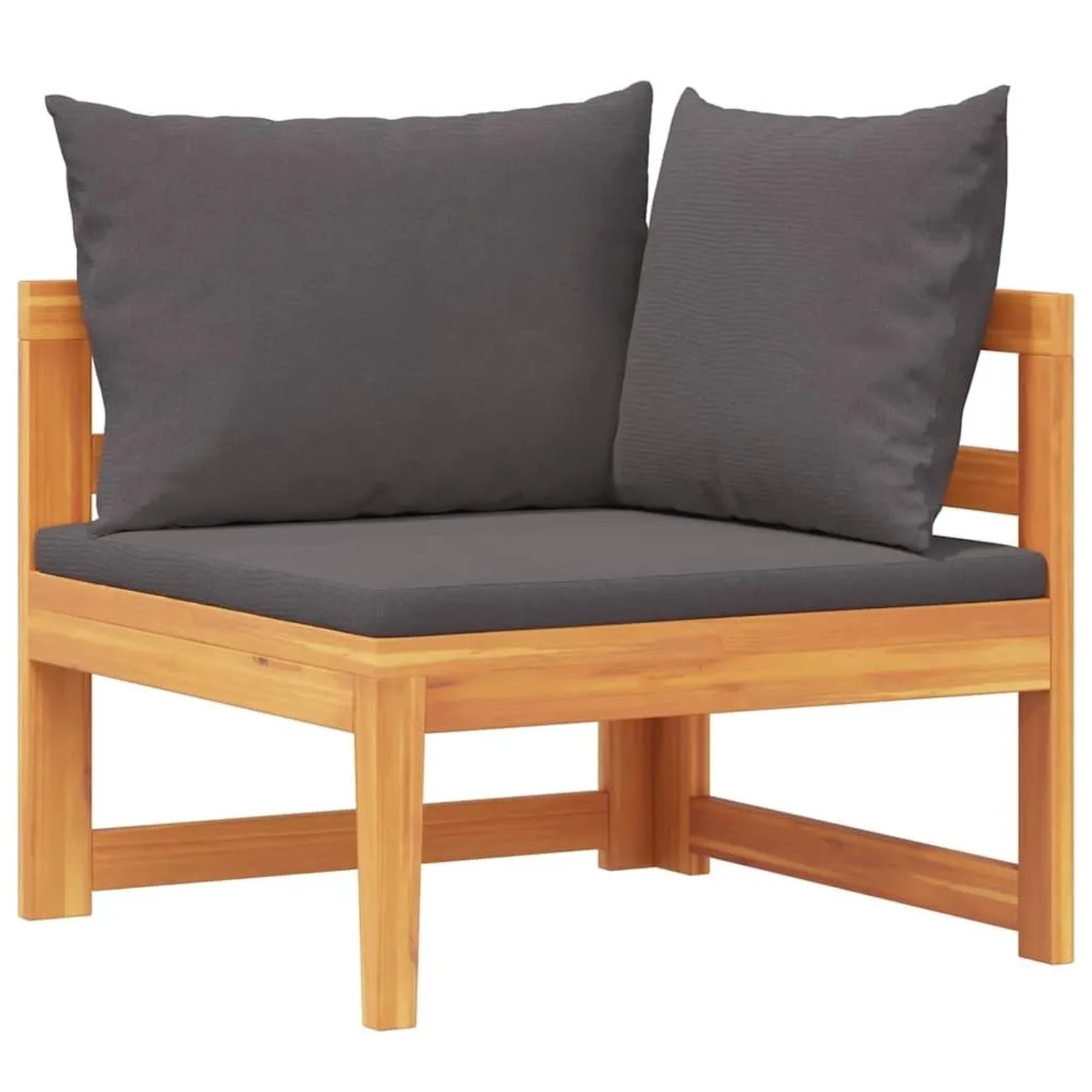 vidaXL Ecksofa mit Dunkelgrauen Kissen Massivholz Akazie 316320