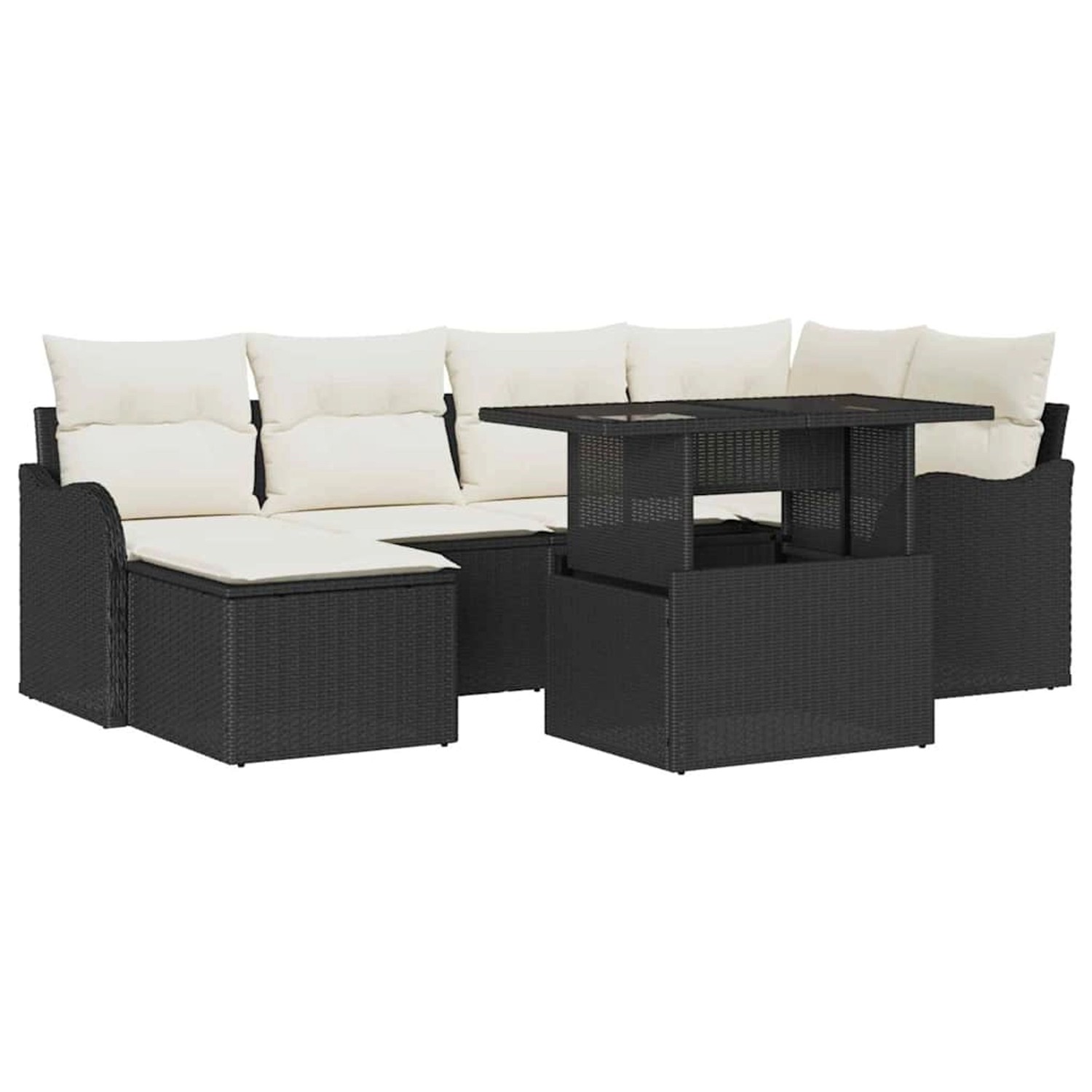 vidaXL 7-Teiliges Gartensofa-Set mit Kissen Schwarz Poly Rattan 3348493 günstig online kaufen