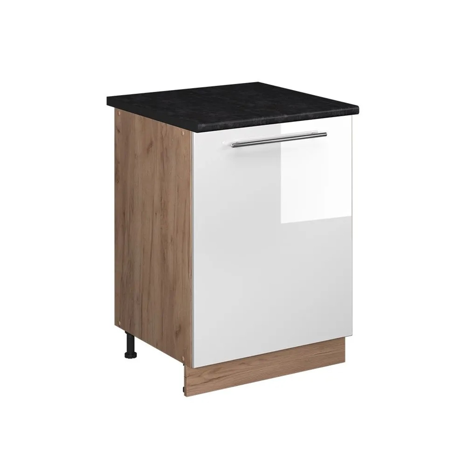 Vicco Küchenunterschrank Fame-Line Weiß Hochglanz/Goldkraft Eiche 60 x 82 1 Tür mit Arbeitsplatte Art Nr 65210