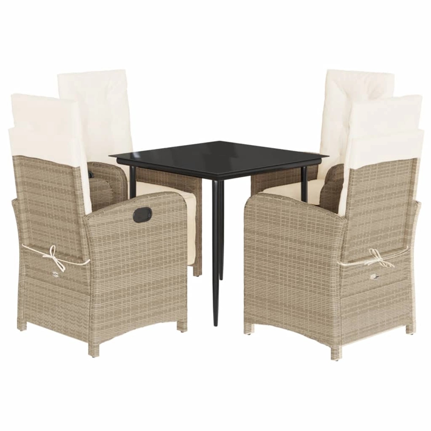 vidaXL 5-Tlg Garten-Essgruppe mit Kissen Beige Poly Rattan 3212372 günstig online kaufen