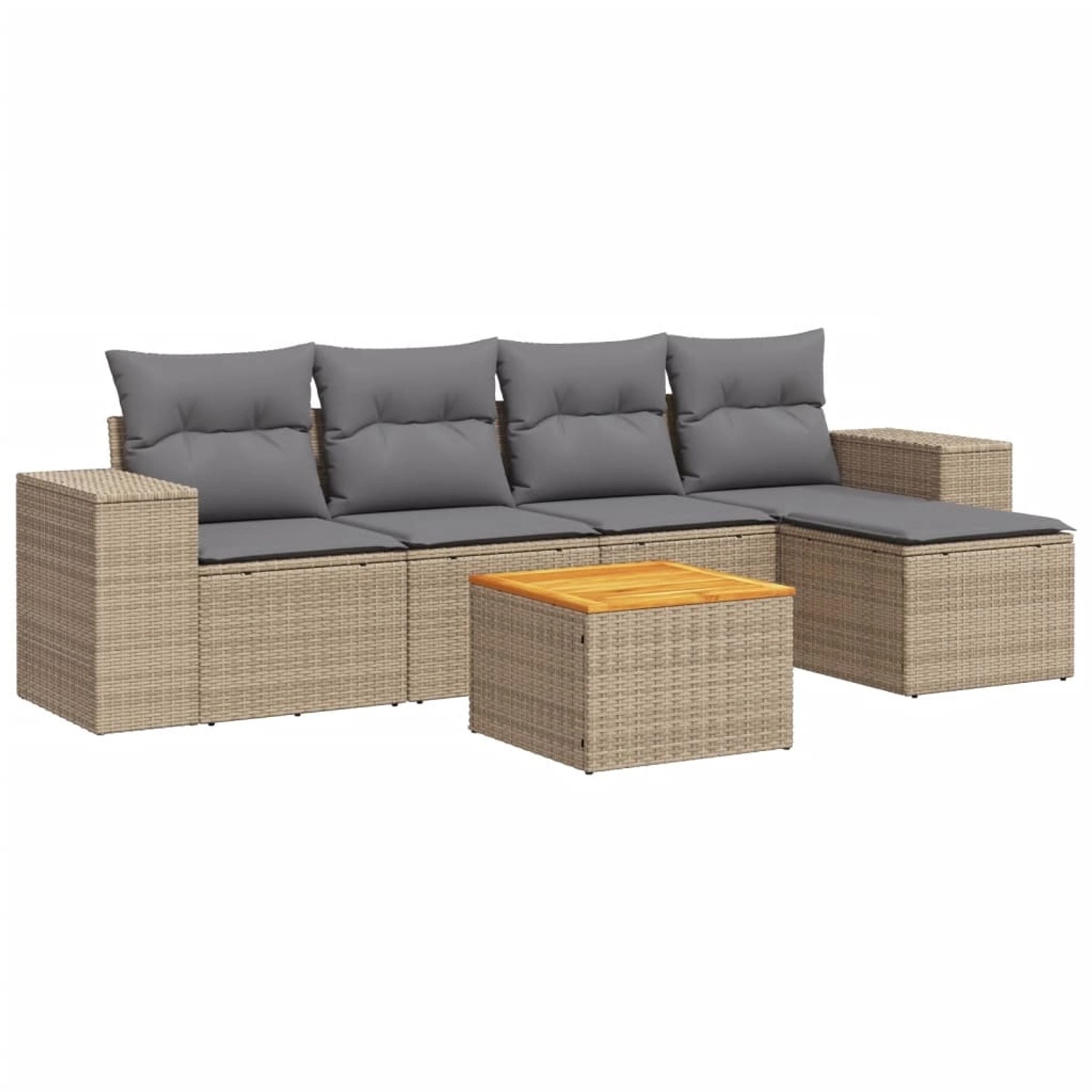 vidaXL 6-Tlg Garten-Sofagarnitur mit Kissen Beige Poly Rattan 3225422