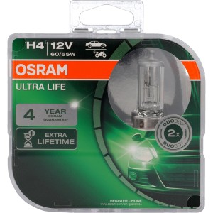 Osram Ultra Life H4 Duobox Autolampe für längere Lebensdauer im 2er-Pack.