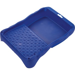 Blaue LUX Farbwanne (22x31 cm) aus Kunststoff mit Abstreifgitter für Farbpinsel und -rollen.