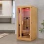 Artsauna Infrarotkabine Nyborg S90V aus Hemlockholz mit Glasfront und Vollspektrumstrahlern.